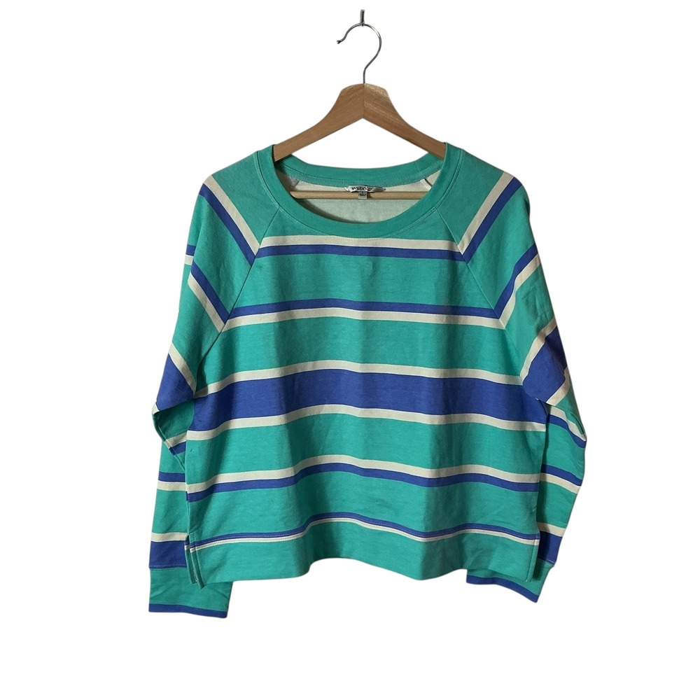 Wildfox Large Cotton Striped Top And Shorts Set Blue Ultrasoft Relaxed Comfort - Picture 2 of 14
